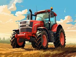 Farm heavy tractor arable land equipment mechanized agricultural wallpaper background generative ai photo