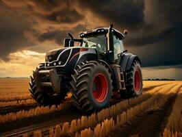 Farm heavy tractor arable land equipment mechanized agricultural wallpaper background generative ai photo