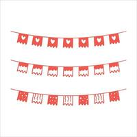 Indonesia flag on the ropes on white background. Indonesia Garland Flag, Indonesia Bunting Flag, Independence Day Indonesia Flag For Festival Poster Decoration Design. vector