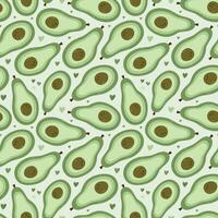 Cute and colorful vector seamless hand drawn pattern with cute hand drawn avocado cut in half and hearts. Can be used for wrapping paper, bedclothes, notebook, packages, gift paper. Vector clipart.