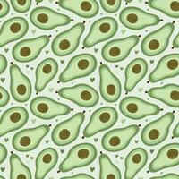 Cute and colorful vector seamless hand drawn pattern with cute hand drawn avocado cut in half and hearts. Can be used for wrapping paper, bedclothes, notebook, packages, gift paper. Vector clipart.