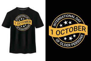 internacional día de más viejo personas t camisa diseño, ribete sello diseño, Insignia logo, retro antiguo, tipografía camiseta, emblema, etiqueta, bandera vector ilustración en el Primero día de octubre