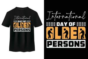 International Day of Older Persons T Shirt Design, Ribber Stamp Design, Badge Logo, Retro Vintage, Typography Tshirt, Emblem, Label, Banner Vector Illustration On The 1st Day Of October