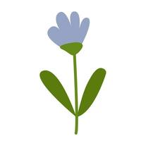 Doodle blue flower vector illustration. Cute cornflower doodle clipart