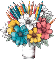 Schönheit Blumen mit Stift ai generativ png