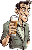 funny caricature drink beer ai generative png