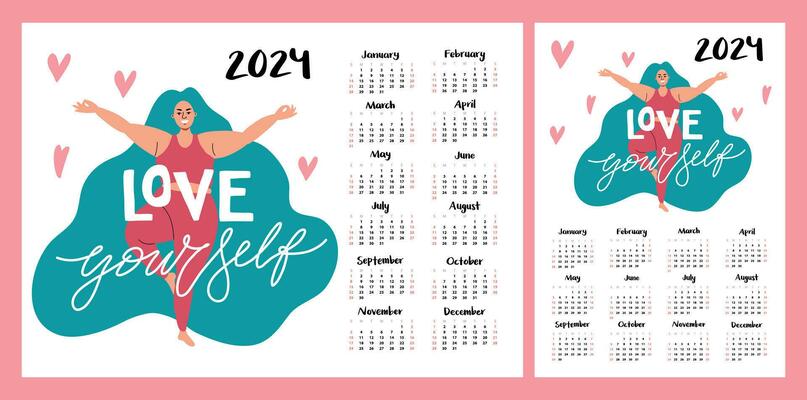 Calendar layout for 2024. Abstract illustration of exotic fruits or  flowers. Vertical and horizontal layouts for A4, A5 printing 27831163  Vector Art at Vecteezy