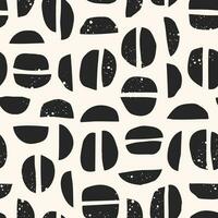 Abstract seamless pattern with black coffee beans. Ornament for fabric, wrapping paper. Minimalism vector