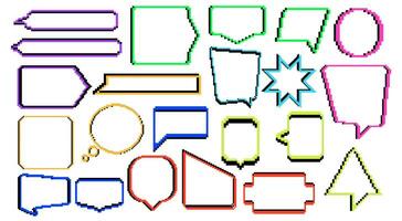 Pixel 8 Bit retro Dialogue Box Message outline Frames. vector set of speech bubble