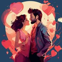 A couple in love valentine's day special flat vector illustration