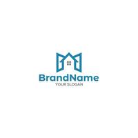 M Blue Home Logo Design Vector