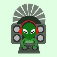 alien dj artwork vector