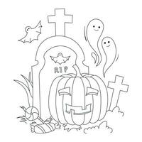 Halloween Outline Illustration , Hand Drawn Outline illustration for Coloring Book vector