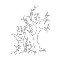 Halloween Outline Illustration , Hand Drawn Outline illustration for Coloring Book vector