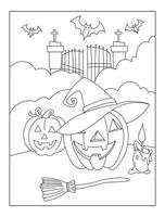 Halloween Outline Illustration , Hand Drawn Outline illustration for Coloring Book vector