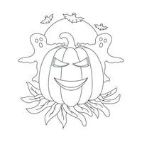 Halloween Outline Illustration , Hand Drawn Outline illustration for Coloring Book vector