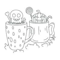 Halloween Outline Illustration , Hand Drawn Outline illustration for Coloring Book vector