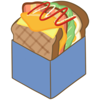 Set of delicious sandwich with cheese filled with vegetables, cheese, meat, bacon. Vector in cartoon style png