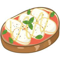 Set of delicious Open sandwich, filled with vegetables, meat, bacon. Vector in cartoon style png