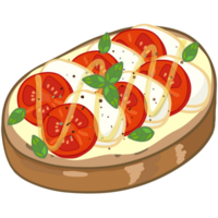 Set of delicious Open sandwich, filled with vegetables, meat, bacon. Vector in cartoon style png