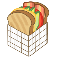 Set of delicious sandwich with cheese filled with vegetables, cheese, meat, bacon. Vector in cartoon style png