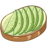 Set of delicious Open sandwich, filled with vegetables, meat, bacon. Vector in cartoon style png