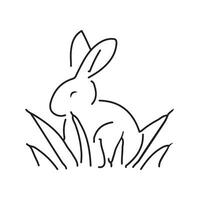 Icon rabbit, rabbit in grass hand drawn minimalist style. Vector illustration EPS 10. Editable stroke.