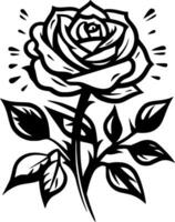 rosas - negro y blanco aislado icono - vector ilustración