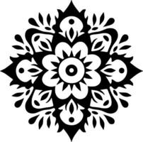 Mandala - Black and White Isolated Icon - Vector illustration