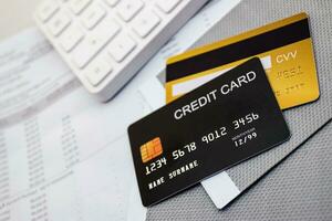 Concept of finance, banking and credit cards, for use in financial matters. photo