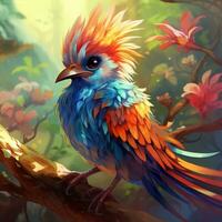 colorful small phoenix bird illustration photo