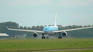 AMSTERDAM, THE NETHERLANDS JULY 25, 2017 - KLM Airbus A330 accelerate before departure at runway 36L Polderbaan. Shiphol Airport, Amsterdam, Holland video