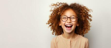 Studio portrait of a cheerful girl laughing at the camera on a white background photo