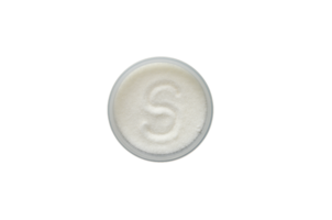 plastic bowl of white sugar on transparent background, top view png