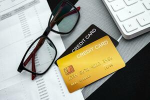 Concept of finance, banking and credit cards, for use in financial matters. photo