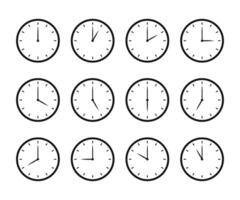 Set of clock icon for every hour. 12 hour clock. Clock icon Vector illustration