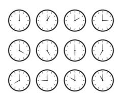 Set of clock icon for every hour. 12 hour clock. Clock icon Vector illustration