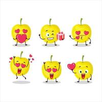 Yellow cherry cartoon character with love cute emoticon vector