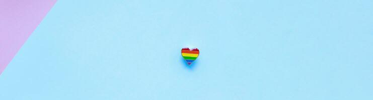 Banner Flat lay pride heart icon. LGBT. Pride month and day. pride flag photo