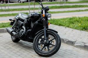 Minsk, Belarus, July  2023 - Brutal Black Harley Davidson photo