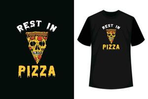 Mens Rest in Pizza Tshirt Funny Skeleton Halloween Tee vector