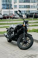 Minsk, Belarus, July  2023 - black Harley Davidson motorcycle photo