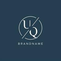 Initial letter UQ logo monogram with circle line style vector