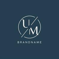 Initial letter UM logo monogram with circle line style vector