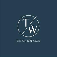 Initial letter TW logo monogram with circle line style vector