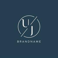 Initial letter UJ logo monogram with circle line style vector