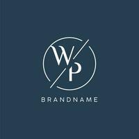 Initial letter WP logo monogram with circle line style vector