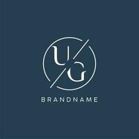 Initial letter UG logo monogram with circle line style vector