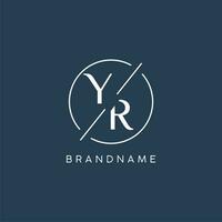 Initial letter YR logo monogram with circle line style vector