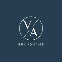 Initial letter VA logo monogram with circle line style vector